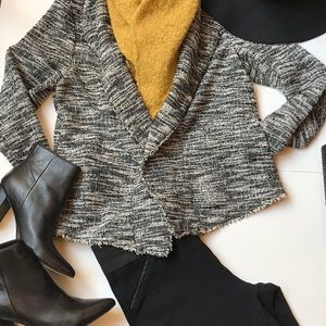 Max Studio Waterfall tweed open front comfy blazer